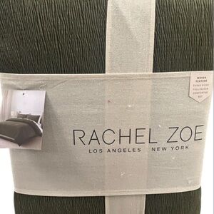 Rachel Zoe Green Woven Texture Full/Queen Comforter Set 90”x90”